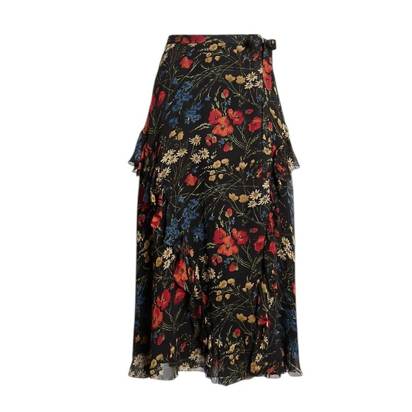 Polo Ralph Lauren Dresses & Skirts - Polo Ralph Lauren Floral crinkle Georgette Maxi Wrap Skirt Women's Size 16